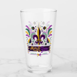 New Orleans Mardi Gras purple yellow green Glass
