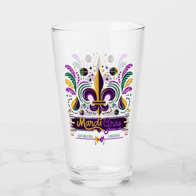 New Orleans Mardi Gras purple yellow green Glass (Front)