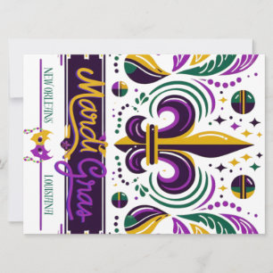 New Orleans Mardi Gras purple yellow green Holiday Card
