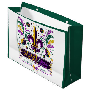 New Orleans Mardi Gras purple yellow green Large Gift Bag