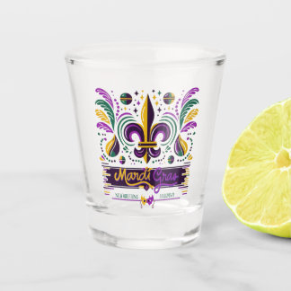 New Orleans Mardi Gras purple yellow green Shot Glass