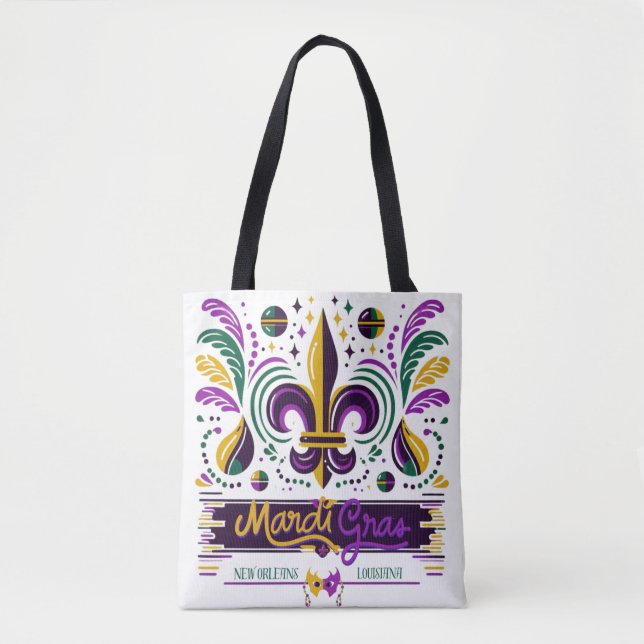 New Orleans Mardi Gras purple yellow green Tote Bag (Front)