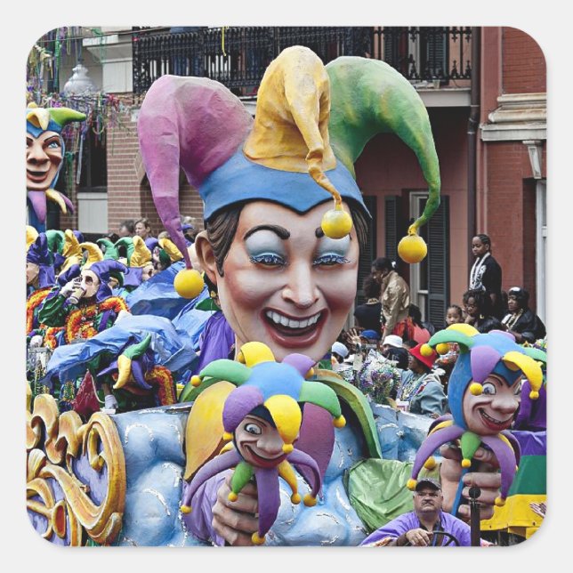 New Orleans Mardi Gras Square Sticker (Front)