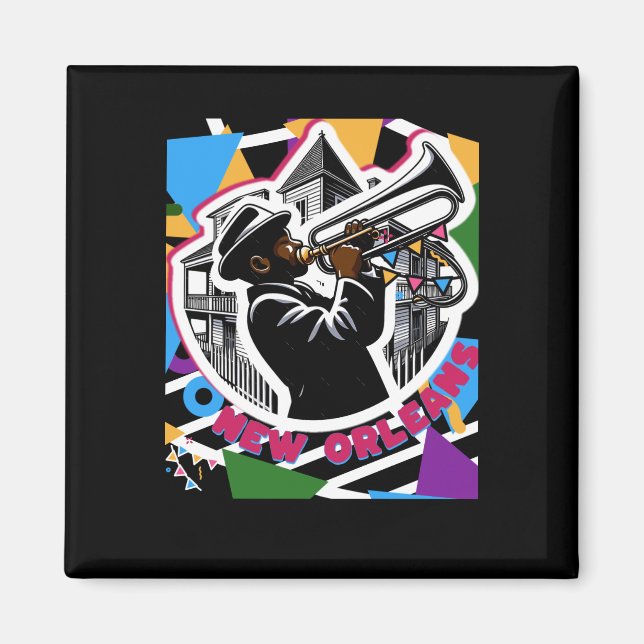 New Orleans Mardi Gras Trombone Sticker  Magnet (Front)