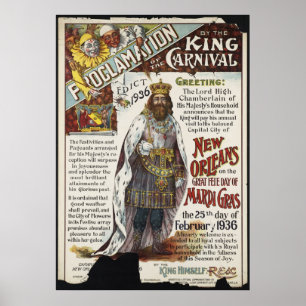 New Orleans Mardi Gras Vintage Travel Poster Ad