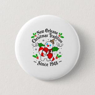 New Orleans Mr Bingle Christmas Tradition Snowman  6 Cm Round Badge