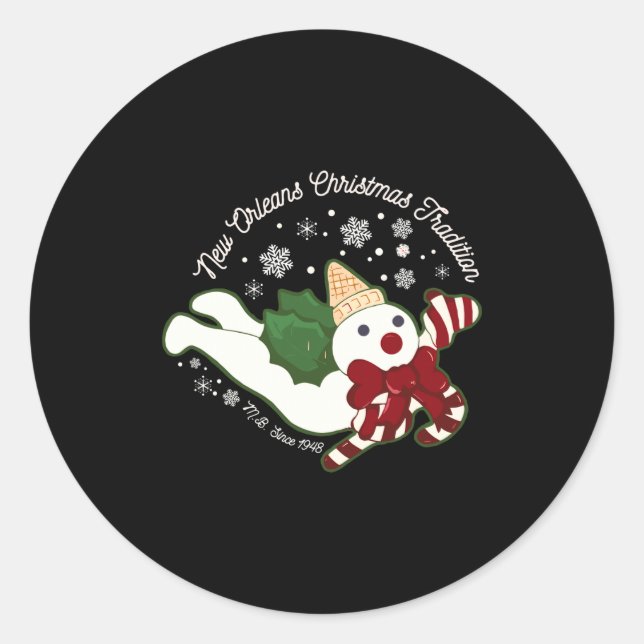 New Orleans Mr Bingle Christmas Tradition Snowmen  Classic Round Sticker (Front)