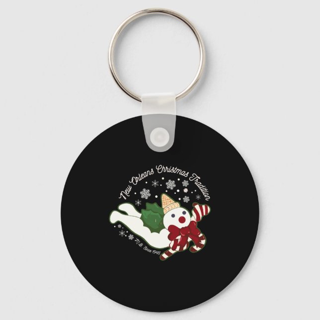 New Orleans Mr Bingle Christmas Tradition Snowmen  Key Ring (Front)