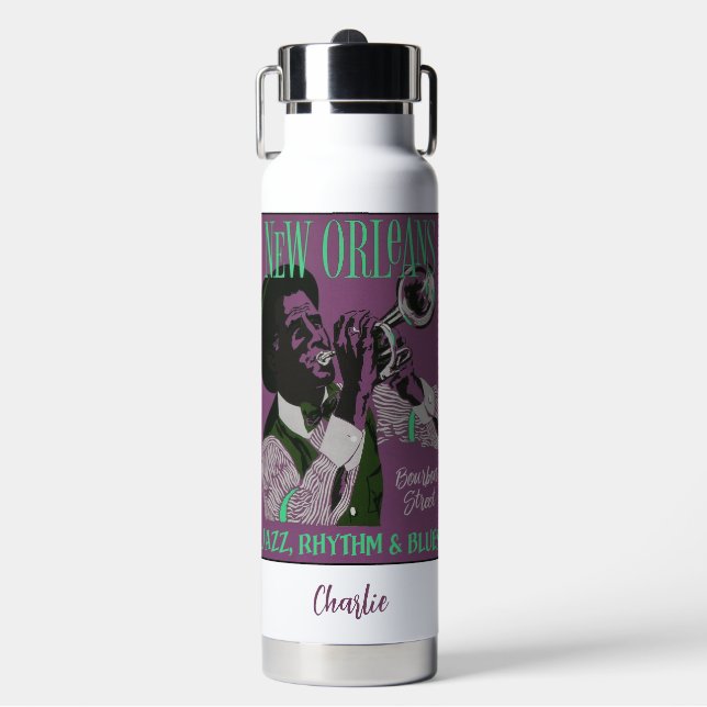 New Orleans Music custom name Water Bottle (Front)