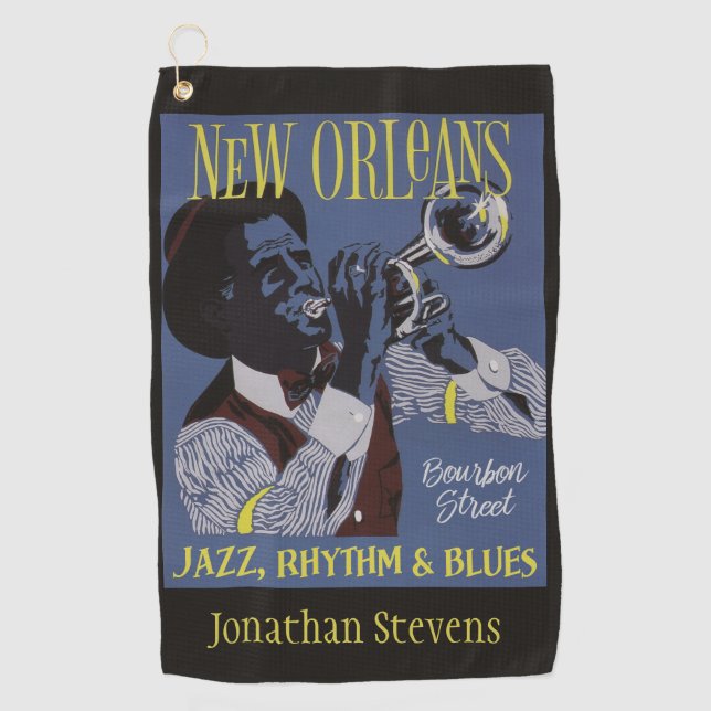 New Orleans Music custom text golf towel 1/3 (Front)