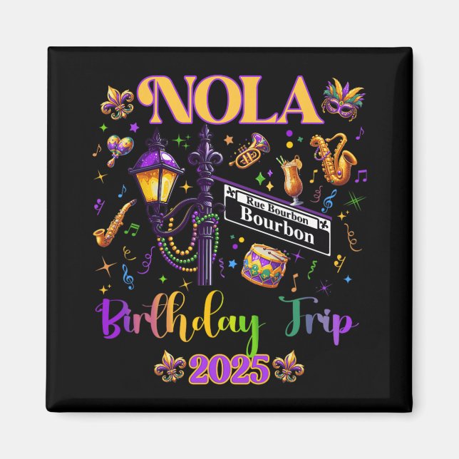 New Orleans Nola 2025 Girls' Birthday Bachelorette Magnet (Front)