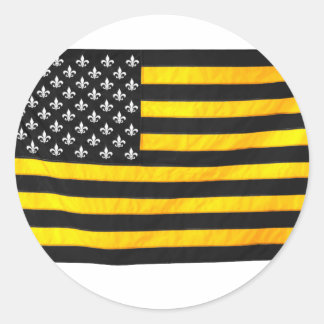 New Orleans NOLA Black and Gold American USA Flag Classic Round Sticker