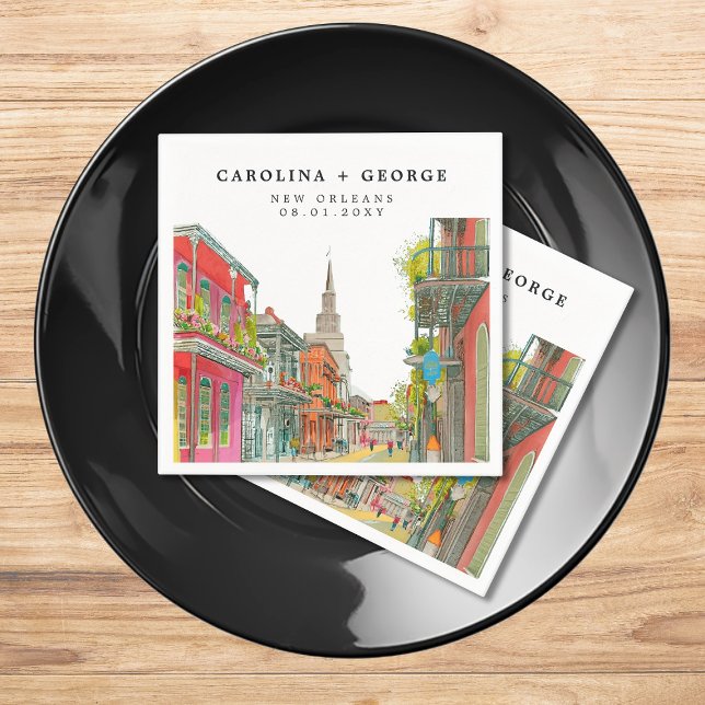 New Orleans Nola Louisiana - Watercolor Wedding Napkin (Creator Uploaded)