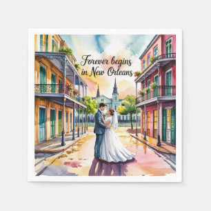 New Orleans NOLA watercolor Wedding Napkin
