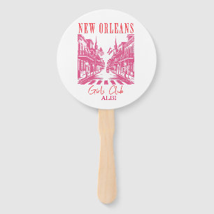 New orleans pink bachelorette hand fan