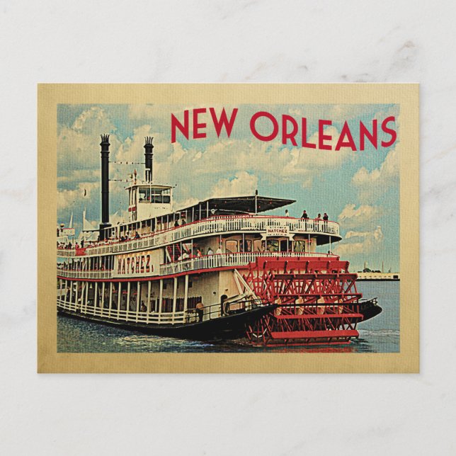 New Orleans Postcard Louisiana River Boat Vintage (Front)