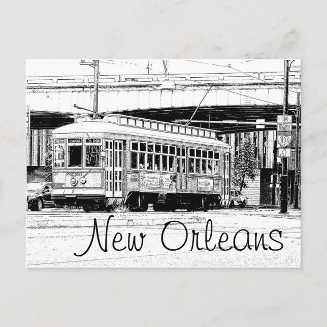 New Orleans Postcard - Trolley Car (Front)