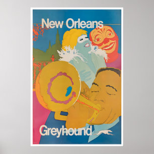 New Orleans Poster Vintage Travel Art Print Home