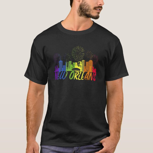 New Orleans Pride Skyline  Pride Parade New Orlean T-Shirt (Front)