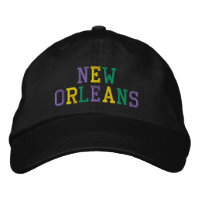 NEW ORLEANS Purple Gold Green Embroidery on Black