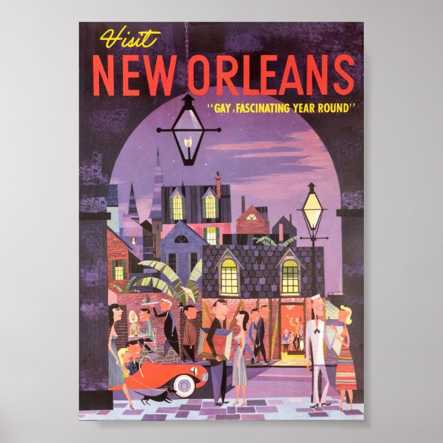 New Orleans Retro Vintage Travel Post Poster (Front)
