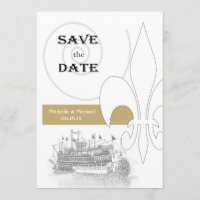 New Orleans Riverboat Fleur de Lis Save the Date