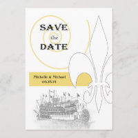New Orleans Riverboat Fleur de Lis Save the Date