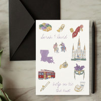 New Orleans save the date with drawings