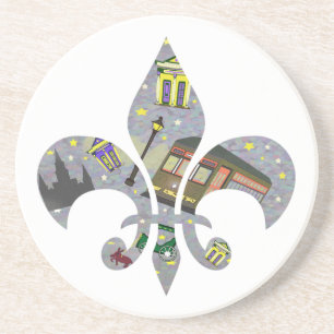 New Orleans Scene Fleur de Lis Coaster
