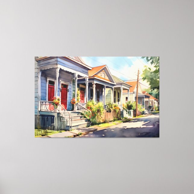 New Orleans Shotgun Homes Canvas Print (Front)
