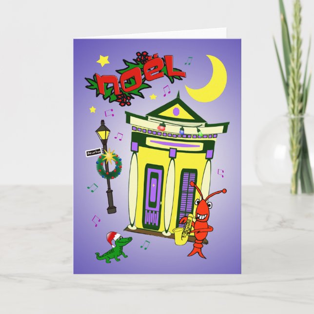 New Orleans Shotgun House Noël Christmas Holiday Card (Front)