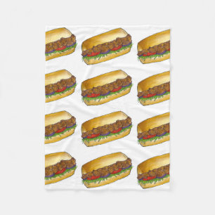 New Orleans Shrimp Po'Boy Poboy Sandwich Foodie Fleece Blanket