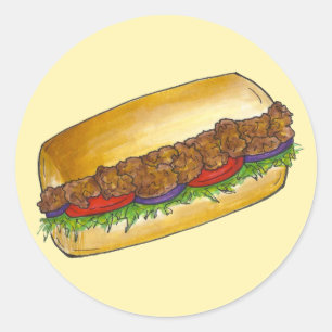 New Orleans Shrimp Po'Boy Sandwich Stickers
