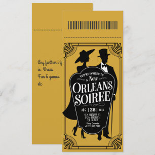 New Orleans Soirée Ticket Style Invitation