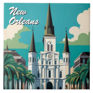New Orleans St Louis Cathedral Turquoise Blue Tile