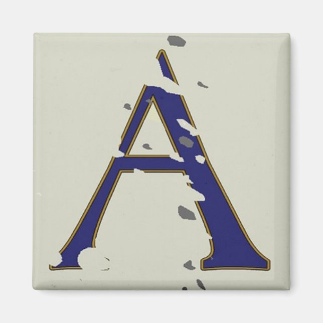 New Orleans Street Blue Letter Tile "A" Magnet (Front)