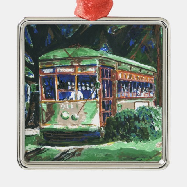 New Orleans Street Car Metal Tree Decoration (Front)