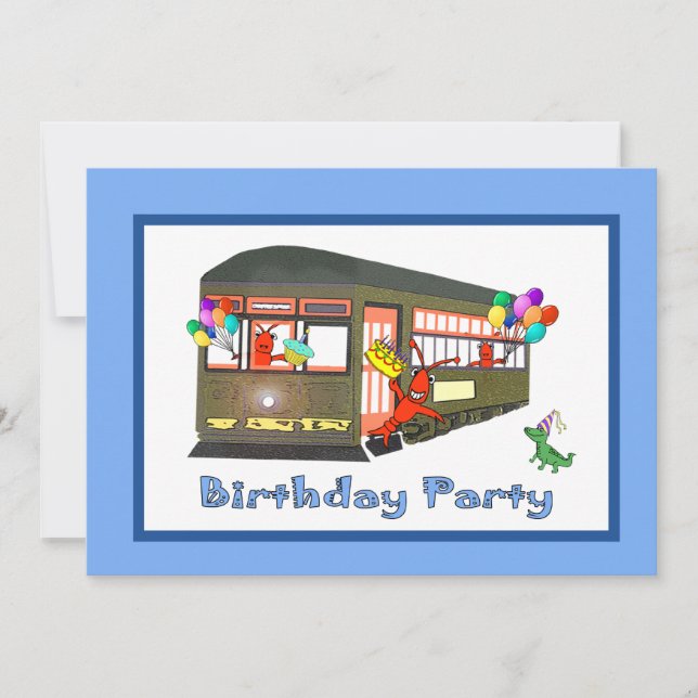 New Orleans Streetcar Birthday Invitations (Front)