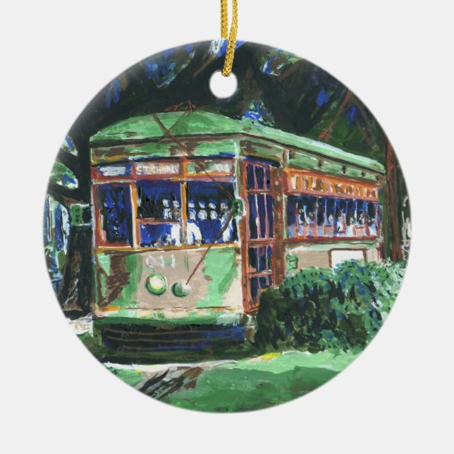 New Orleans Streetcar Ceramic Tree Decoration (Front)