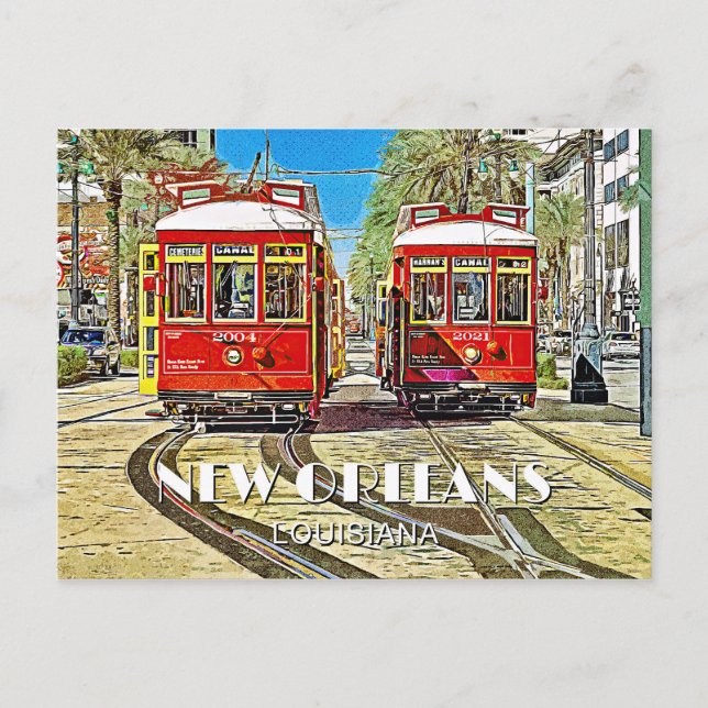 New Orleans Streetcars Postcard (Front)