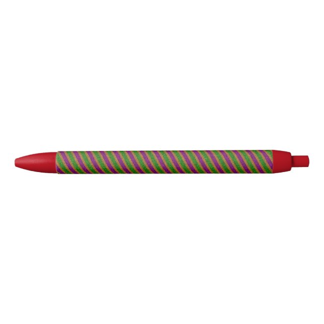 New Orleans Stripe Glitter Black Ink Pen (Front)