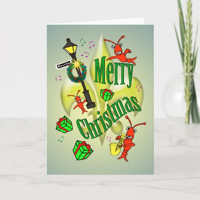 New Orleans Themed Merry Christmas Holiday Card (Front)