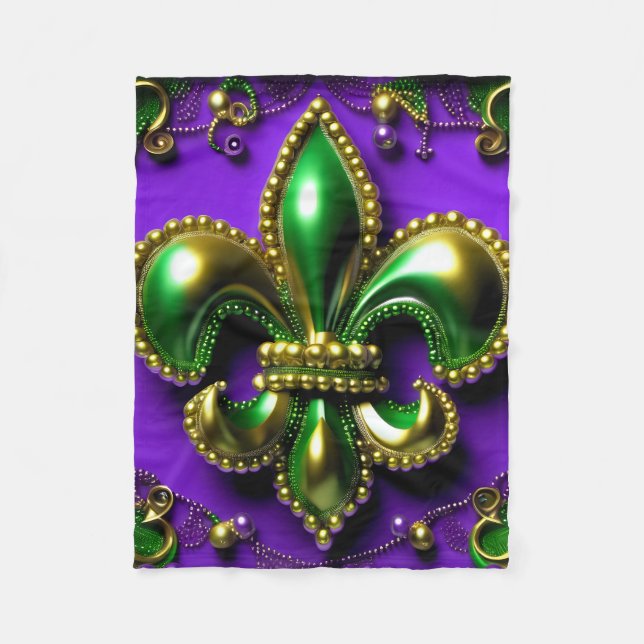 New Orleans Title Fleur de lis Fleece Blanket (Front)