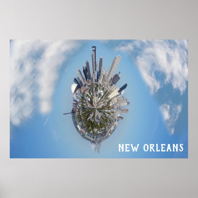 New Orleans Unique City Skyline Travel Photo Poster (Front)