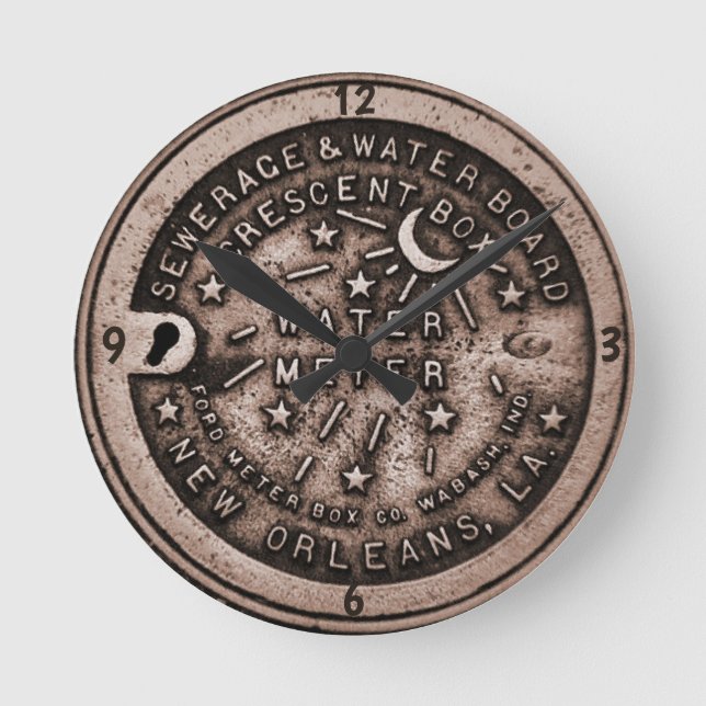 New Orleans Water Metre Clock, add text Round Clock (Front)