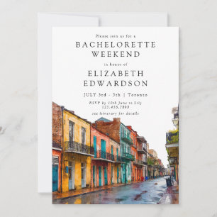 New Orleans Watercolor Bachelorette Weekend Invitation