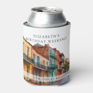 New Orleans Watercolor Birthday Weekend Can Cooler