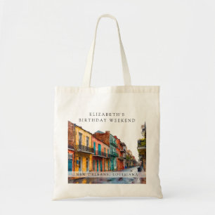 New Orleans Watercolor Birthday Weekend Tote Bag
