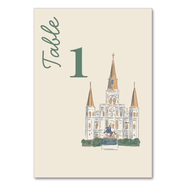 New Orleans  Watercolor double sided  Table Number (Front)