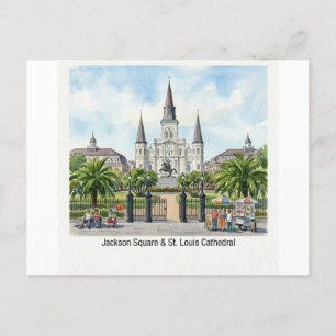 New Orleans Watercolor - Jackson Square St Louis Postcard
